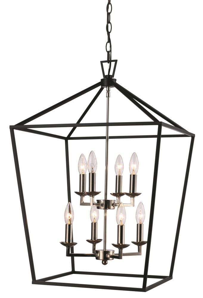 8LT PENDANT-BIRD CAGE-PC/BK